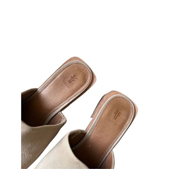 Frye Cindy Mule Sandals size 7.5 Tan Heeled - Picture 6 of 11